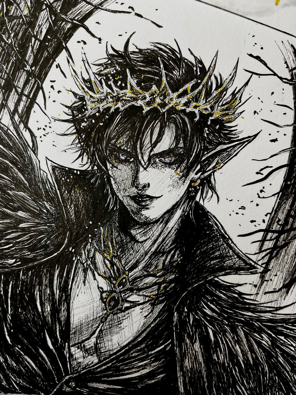 Original Dark Fantasy Ink Illustration – 9×12