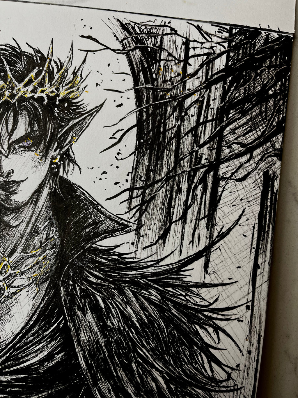 Original Dark Fantasy Ink Illustration – 9×12