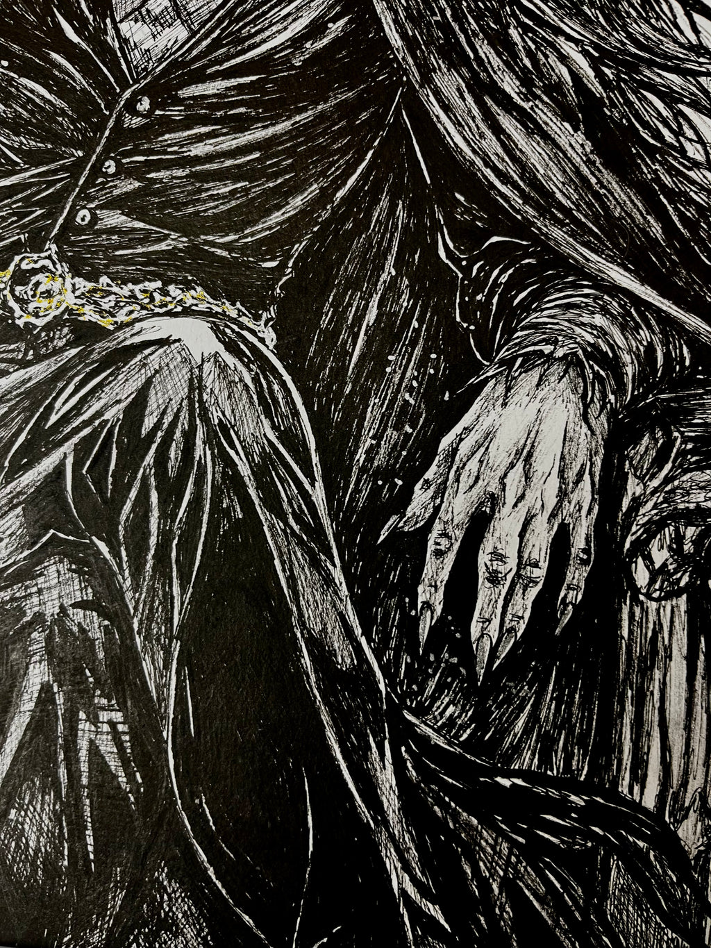 Original Dark Fantasy Ink Illustration – 9×12