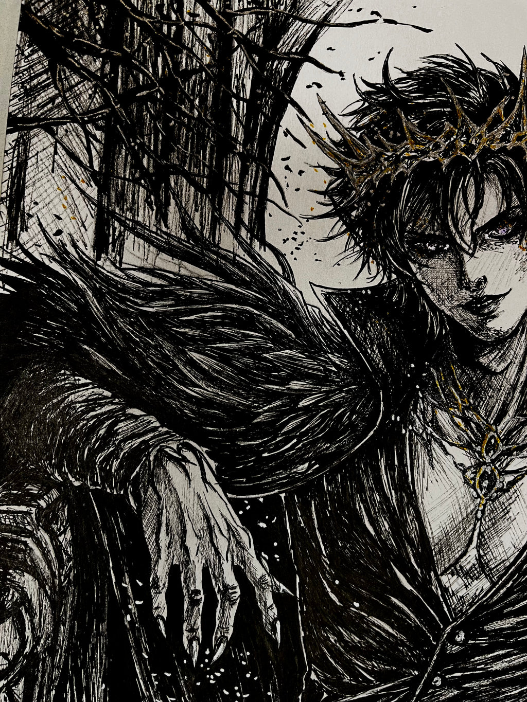 Original Dark Fantasy Ink Illustration – 9×12