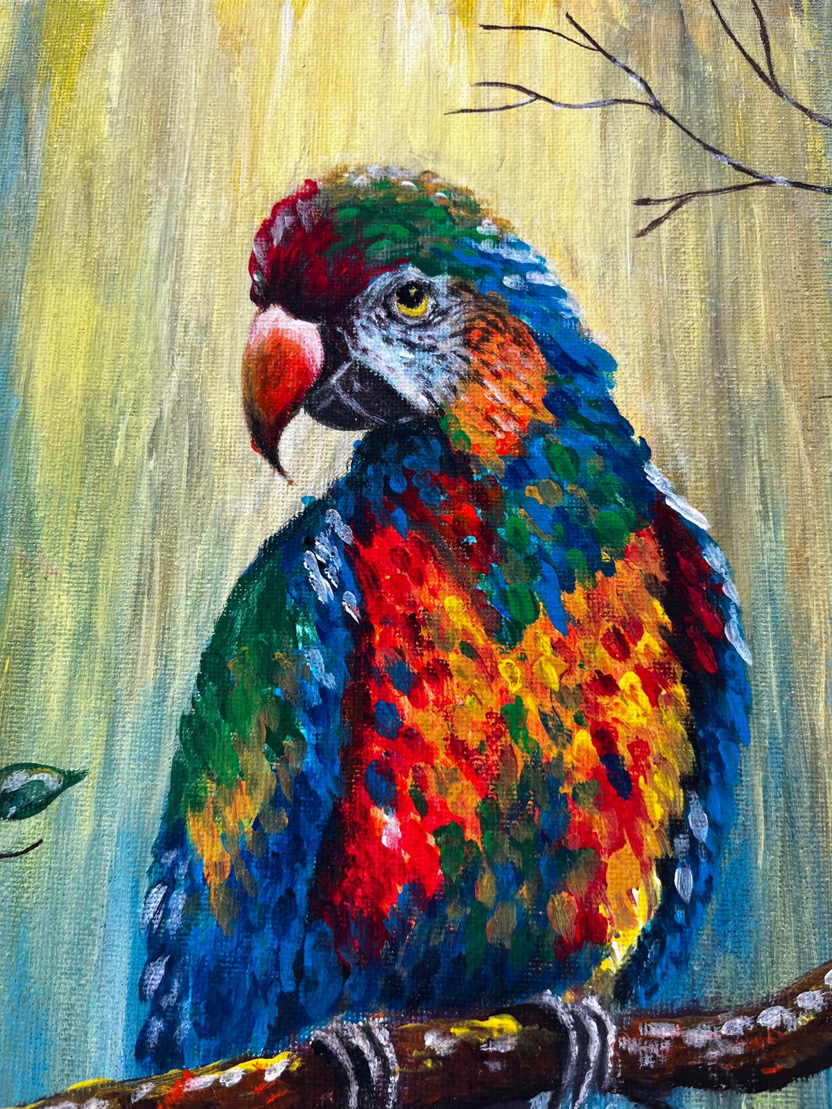 Vibrant Parrot – Original 11×14 Canvas