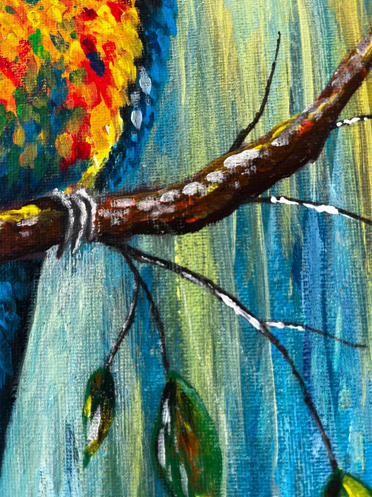 Vibrant Parrot – Original 11×14 Canvas