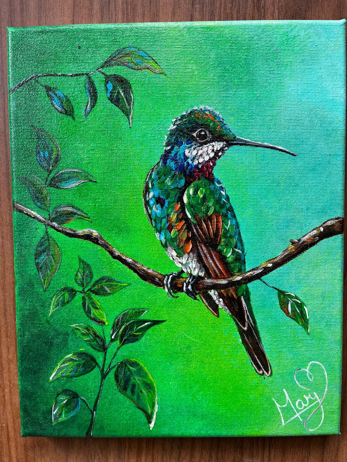 Hummingbird Glow – Original 8×10 Canvas