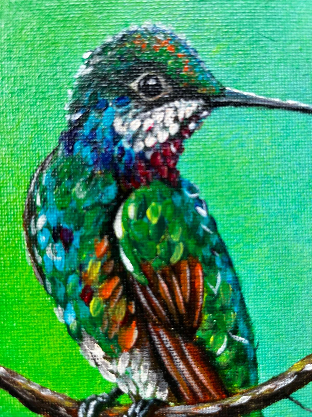Hummingbird Glow – Original 8×10 Canvas