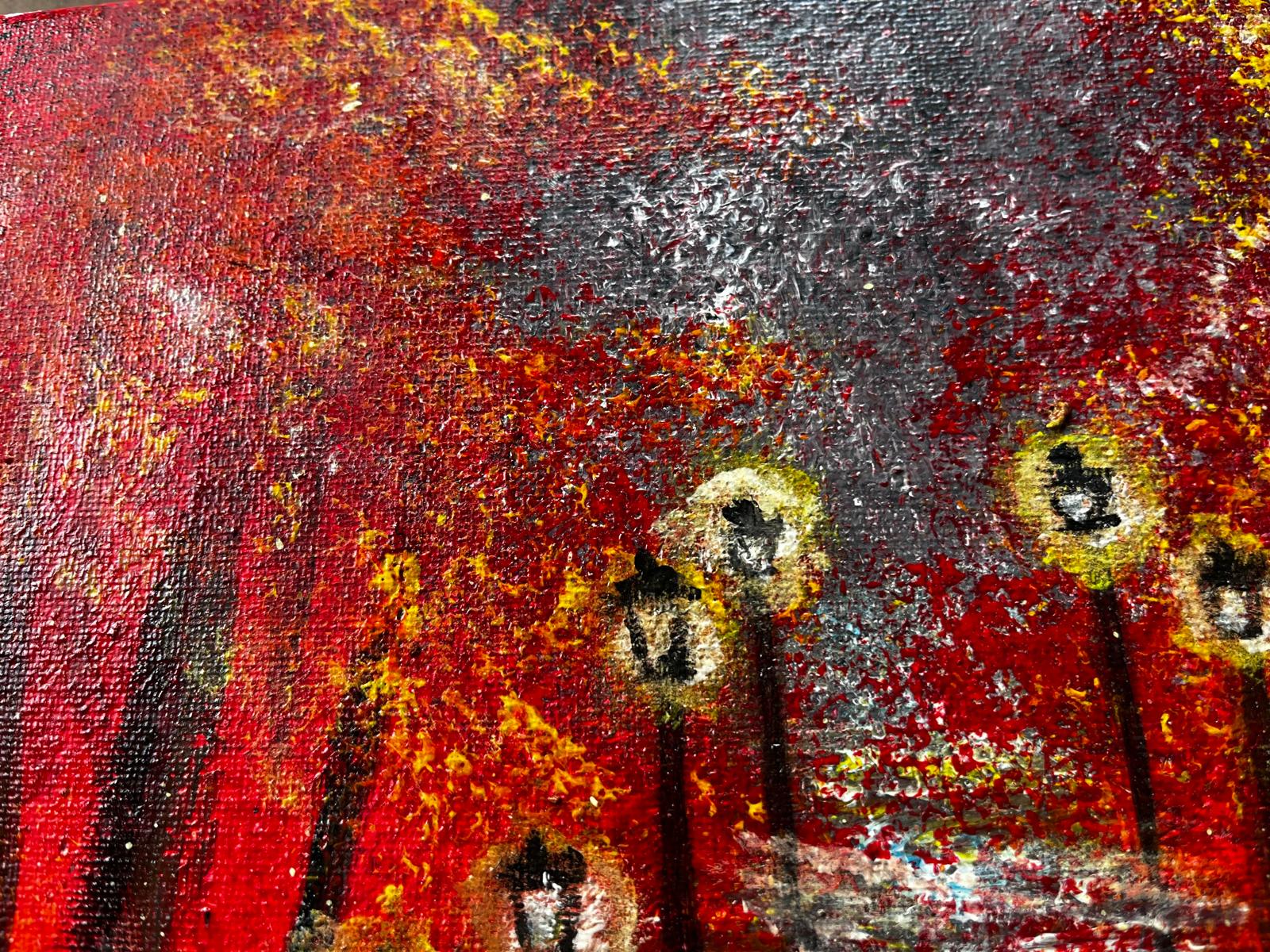 Autumn Rain Walk – Original 11×14 Canvas